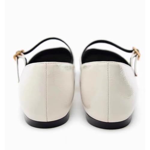 Women's Patent Leather Elegant Ballet Flats Comfortable Round Toe Adjustable Buckle Strap Flat Non-Slip Mary Jane Shoes Suitable for Dancing Walking2
