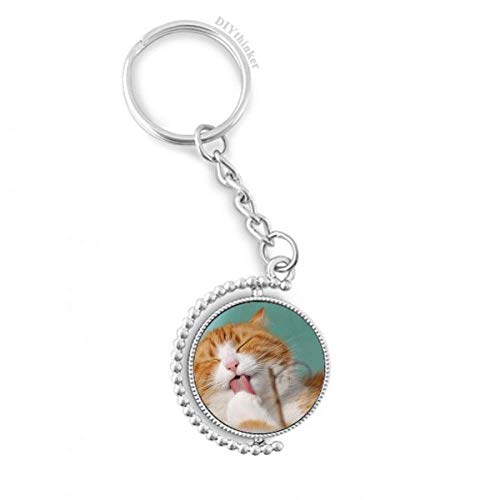 Llavero de gato con anillo giratorio anti-enredos y cadena robusta DIYthinker