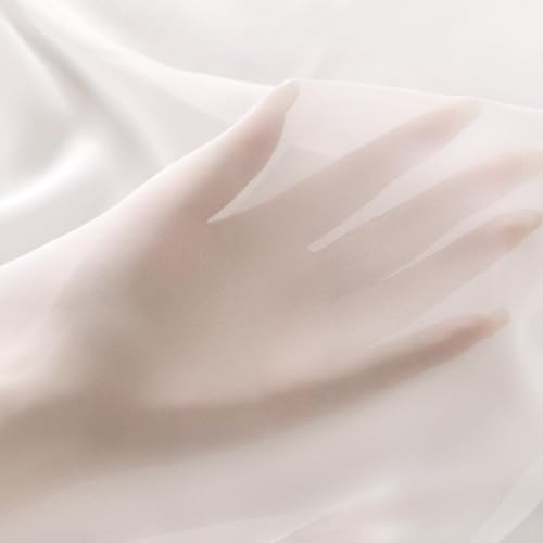 Image of MLMC Ivory Chiffon Fabric by The Yard Pre-Cut Sheer Chiffon Arch Fabric 3 Yards Airy Continuous Draping Panels 60 inch Wide for Wedding Backdrop Craft Ceiling Decor