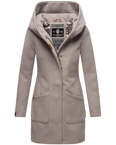 MARIKOO Damen Mantel Trenchcoat Wintermantel Übergangs Jacke Parka Lang B819 [B819-Maik-Zinc-Grey-Gr.M]