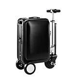 Jidanmian Smart Rideable Suitcase,20 Inch Electric Luggage with USB Port/Combination Lock, One-Button Fold Carry On Luggage for Travel(Black)