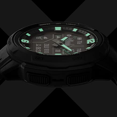 Image of PlayBetter Garmin Instinct Crossover Hybrid Rugged Smartwatch Bundle Portable Charger & Screen Protectors (Solar Tactical, Black)