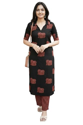 Image of ANNI Designer Women's Rayon Viscose Printed Kurta Pant Set | Collar Neck Straight Ethnic Suit for Casual, Daily, and Office Wear