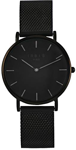Montre noir homme élégante IRBIS Panthéon Mesh, cadran 40 mm et bracelet acier