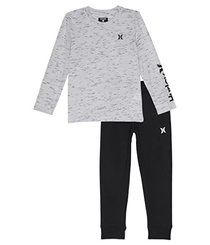 Image of Hurley boys Long Sleeve Soft Basic Cloud Slub T-shirt and Shorts 2-piece Outfit Set