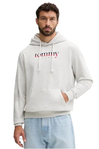 Tommy Jeans Mens Tjm Reg Dna Hoodie Ext Dm0dm22113 Pullover Sweatshirt, Grey (Lt Grey Htr), XS UK