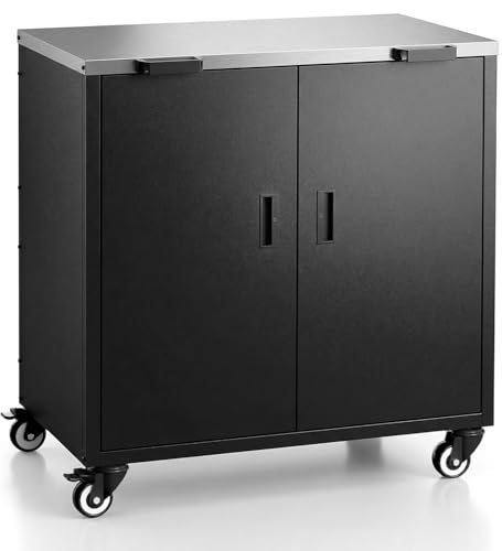 ADREAK Outdoor Grill Cart with Storage & Stainless Steel Top for Outdoor