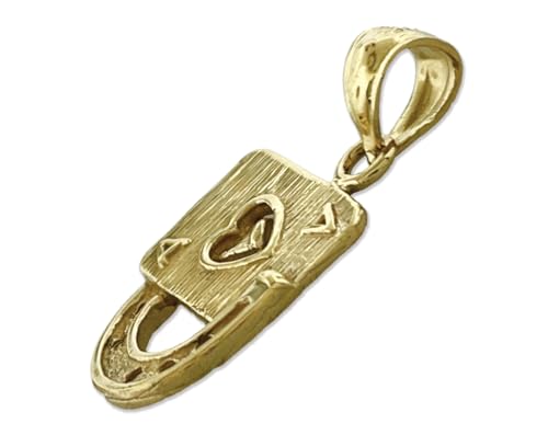 14K Gold Ace Of Hearts Lucky Horseshoe Charm4