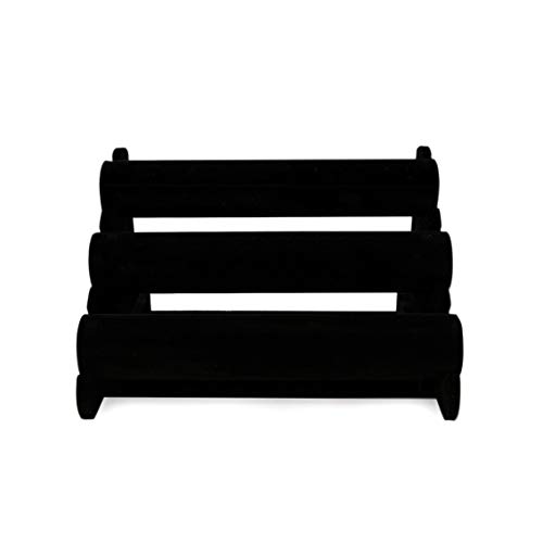 Soporte de joyería Redondo extraíble de Triple Nivel Pulsera Collar Reloj Soporte de exhibición Estante de Almacenamiento de Terciopelo - Negro