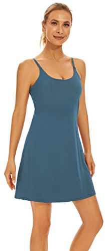 Leovqn Tennis Dress For Women Workout Athletic Dress With Built-In Bra & Shorts Exercise Dress For Golf Dress With Pockets - Indigo Xs #TOP1