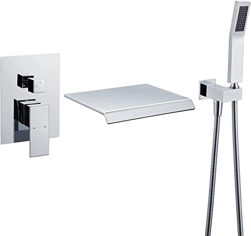 Mitigeur baignoire cascade eau chaude froide avec douchette à main chrome - 2