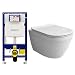Produktbild Alpenberger Spülrandloses WC Hängend mit Nano Beschichtung | Keramik Wand WC & Geberit Spülkasten UP320 Duofix für Trockenbau | Keramik Toilette & WC-Sitz Abnehmbar | Toiletten Set Made in Europa