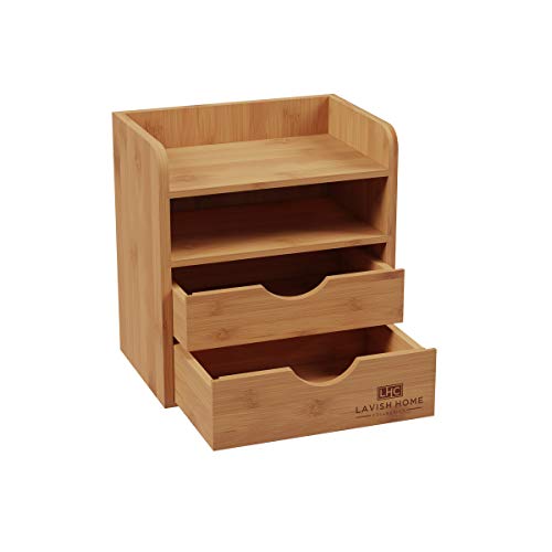 Lavish Home 4-Tier Bamboo Desk Organizer - Wooden Office Supply Storage Accessory With Drawers And Natural Finish For Home, School Or Office #TOP4