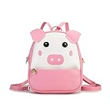KL928 Girls Mini Backpack Toddler 3D Animal Casual Daypack PU Leather Preschool Convertible Shoulder Bag Gift for Kids (Pink)