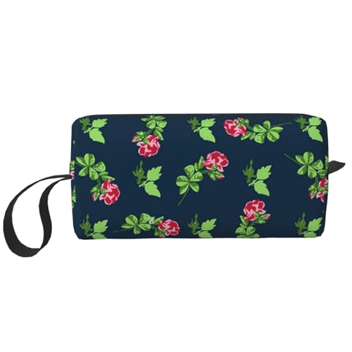 Borsa per il trucco per la ricezione per cosmetici da viaggio da toilette per portatile Organizer Rami Con Fiori Rose