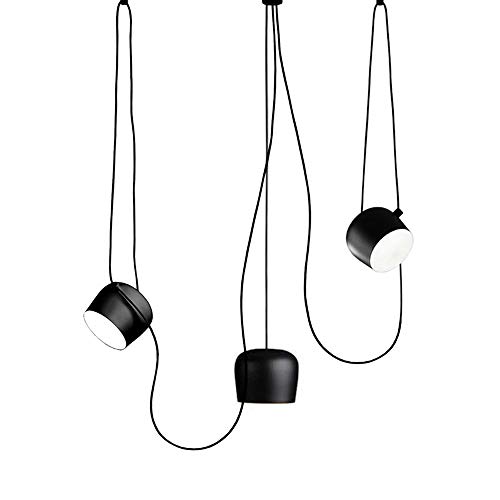 Nordic Eisen Kronleuchter, LED Runde Multi-Kopf Balck Lampenschirm Beleuchtung Dekorative Deckenleuchte Bekleidungsgeschäft Bar Wohnzimmer Esstisch Pendelleuchte (Design : 3heads-18cm) Cover