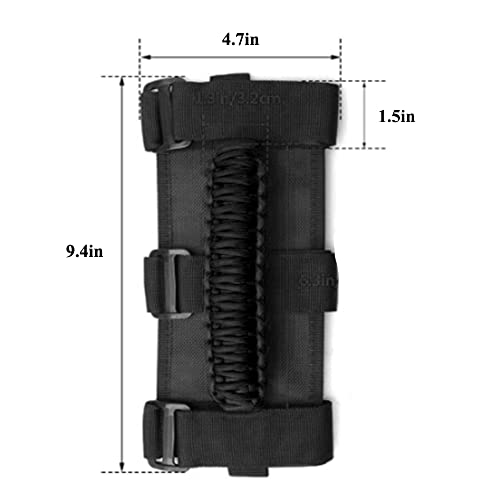 2Pcs Utv Atv Roll Bar Grab Handle Replacement For Cfmoto Polaris Rzr,Can Am,Gator,Kawasaki,Hisun Massimo Axis,Coleman,Yamaha Rhino And Yxz Jk Tj Jl Cj Yj Jt Fits 1.5 To 3 Inches Roll Cage Bars(Black #TOP3