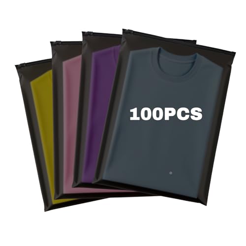 100PCS Negro Bolsa Esmerilada Boutique, 25x35cm Bolsa para Ropa con Cremallera Esmerilada, Resellable Escarchado Bolsas de Plastico, con Ventilación, para Guardar Camisas,...