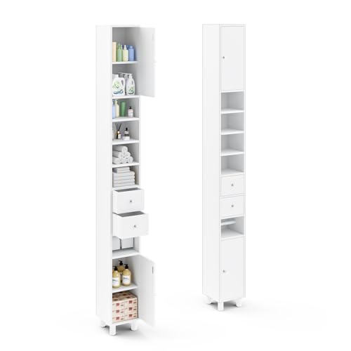 Rebonique 180cm Badezimmerschrank,Badschrank schmal mit 2 Türen&2...