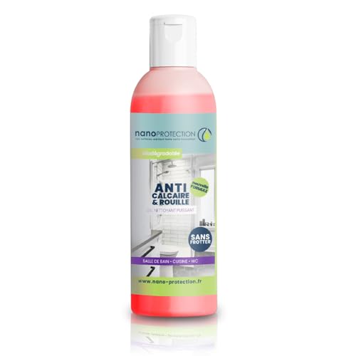 NANOPROTECTION Nettoyant Anticalcaire 250 ml | Gel Puissant et Efficace | Biodégradable et Ecologique | Paroi de Douche-Carrelage-INOX | La Rapidité et l’Efficacité, sans Besoin de Frotter