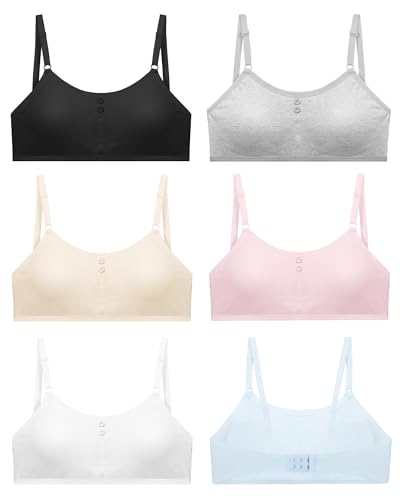 Training Bras for Girls Wireless Teen Bras Lightly Padded Cotton Kids Bra Adjustable Straps Back