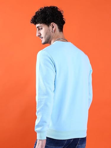 Image of The Indian Garage Co Blue Regular Fit Solid Overhead Crewneck Sweatshirt