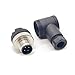 FOWIUNYE 5Pcs M12 4 Pin Male Right Angle Connector, A Code Industrial Circular Connector IP67 Unshiled Field Assembly Wireable Sensor 250V 4A AC/DC Connector