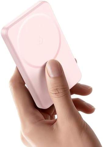 Aterob for Magsafe Power Bank 5000mAh, 15W Wireless Magnetic Battery Pack with 20W PD Fast Charging, Utra-Slim Portable Charger for iPhone 17/16/15/14/13/12 Series, Travel Essentials (Pink)