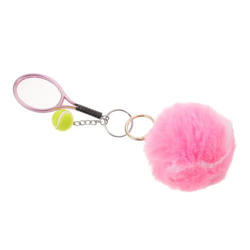 Genérico Llavero Deportivo de Peluche de Tenis Rosa Mini Raqueta y Pelota, Llavero Kawaii para Mochila y Bolso, Recuerdo para Amantes del Tenis y Regalos Deportivos