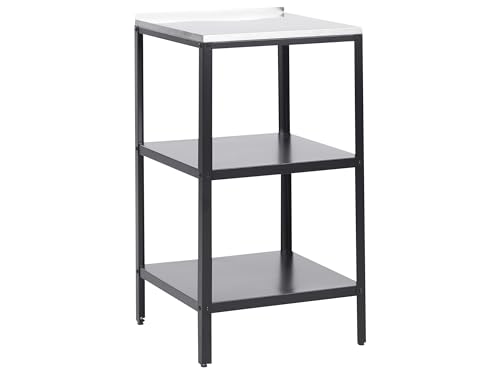 Beliani Cocina Exterior de Metal Negro Plateado 50 cm Isla Acero Inoxidable 2 estantes Vilama