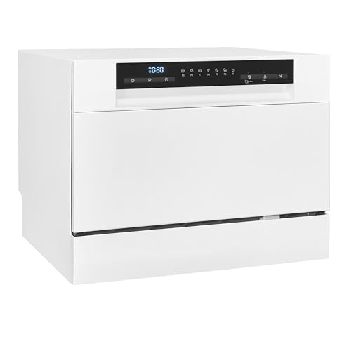 Exquisit Tischgeschirrspüler GSP206-030D weiss | Spülmaschine 55 cm freistehend | Kleiner Geschirrspüler 6 Maßgedecke...