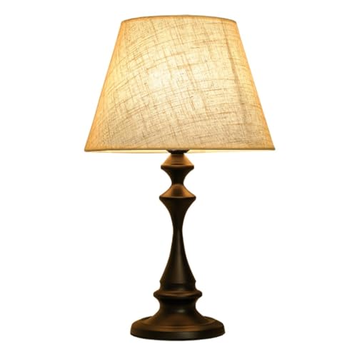 Lámpara de mesa de metal con tela e ModernLamp para dormitorio y oficina, mesita de noche simple, interruptor regulable, decoración del hogar (color: A)