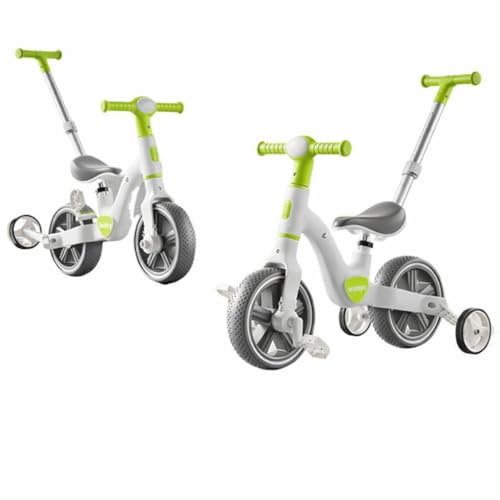 Image of MUMMAMIA 3 in 1 Tricycle with Push Handle, Converts to Balance Bike, 10 Inch Toddler Bike, 18 Months to 4 Years, Unisex (Lime Green)