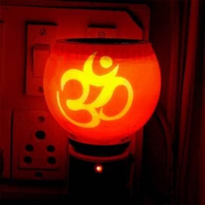 JYATU Electric Ceramic Multicolor Aroma Diffuser Kapoordani with Night Lamp Incense Burner| Camphor Aroma Diffuser| Electric Dhoop Dani with Sample Kapoor (OM Design Kapoor Dani)