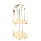 DOITOOL Bird Cage Cake Stand Dessert Display Stands 2 Tier Serving Stand Multi- Function Storage Organizer Shelf for Cupcake Food Cosmetics Perfume Golden Size 1