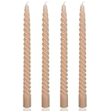 Light-Mocha Spiral Taper Candles for Home Decoration, 4 Pack 10 Inch Candlesticks for Dinner Party Holiday Birthday Celebration, Dripless and Smokeless