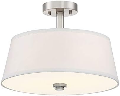 DESIGNERS FOUNTAIN Studio 2-Light Semi Flush Mount Ceiling Lights, 15 Inch Indoor Fixture for Kitchen, Bedroom, Bathroom, and Hallway, Satin Platinum, 88511-SP