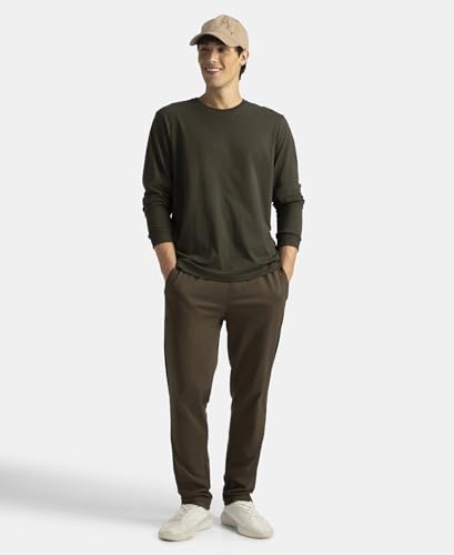 Image of Jockey AM75 Men Super Combed Cotton Rich Slim Fit Trackpant with Zipper Media Pocket