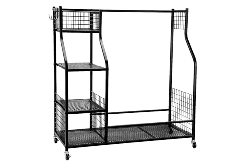 90 * 40 * 95,5CM, com Rodas, Estante, Estantes, Estante Organizadora, para 2 Sacos de Golfe, Comporta Bolsas de 2 Golfe, Racks de Bolas de Golfe, para Organizador de Sacos de Golfe