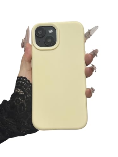 Coque iPhone 14 en silicone premium jaune avec doublure anti-rayure et protection antichoc