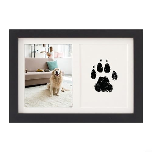 Zeroupshop Marco de recuerdo para huellas de manos y pies de bebé, kit de almohadilla táctil sin tinta con dos compartimentos para diseño para memoria de recién nacido, exhibición de fotos de madera