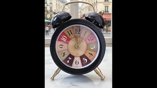 Image of BUQARO Dreamy Retro Metal Body Cute Small Mini Twin Bell Shaped Alarm Clock with Soft Raibo