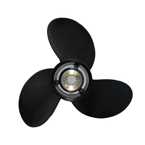 PWCMAN Outboard Prop 10 3/8x13 Pressed-in Hub,13 Spline Tooth 3 Blade, Aluminum Propeller Compatible with Mercury/Mariner/Marathon 25 30 35 40 45 48 50 55 60 70HP Engine, Replaced for OEM 48-73136A45