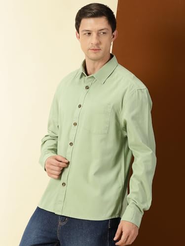 Image of Thomas Scott Men's | Solid | Full Sleeve | Loose Fit | 100% Cotton | Single Pocket | Spread Collar | Casual Shirt