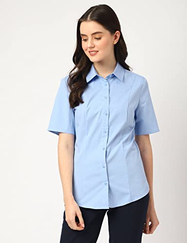 Image of Marks & Spencer Womens Solid Polyester Blend Collared Neck Regular Fit Shirt