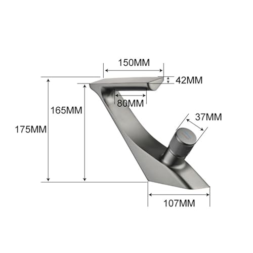 Robinet cascade pour lavabo gris avec sortie d'eau réglable et mitigeur à levier unique LYGBAOFUL - 4