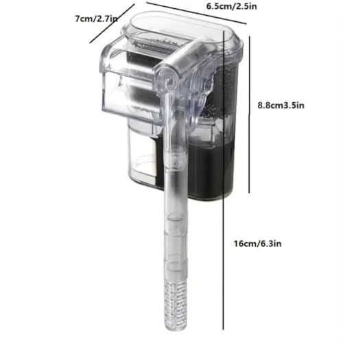 Image of VAYINATO Mini Compact Transparent Hang On Filter | LY-401 | 2.5 Watts | 250L /Hr for Small Aquarium Fish Tank Upto 30Cm and for Bowl with Adjustable Flow Controller