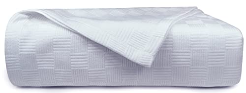 Maura All Season Bamboo Cotton Decorative Thermal Bed Blankets, Classic Basket Wave Breathable, Super Soft, Cozy Blanket And Perfect For Layering Any Bed. Full/Queen Size 90”X 90” #TOP1