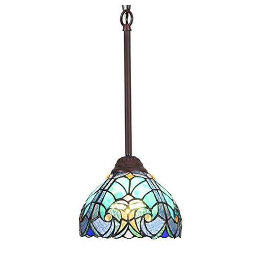 COTOSS Tiffany Pendant Light fixtures Hanging Lamp Stained Glass Light Decor for Dining Living Room Kitchen Island Study Hallway
