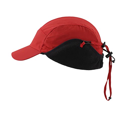 Bonnet d'hiver imperméable pour randonnée et ski avec cache-oreilles rouge chaud